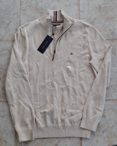 New W/ Tags Tommy Hilfiger Size Medium 1/4 Zip Sweater - NWT - 100% Cotton - Picture 1 of 6