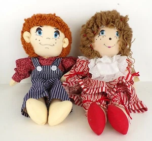 Vintage Stoffpuppen Set Junge & Mädchen mit Etikett American Heritage Stoffpuppen - Bild 1 von 4