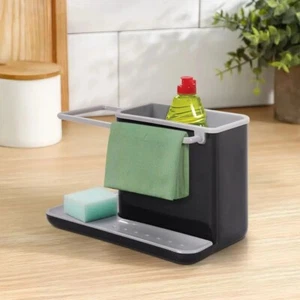 Kitchen Sink Sponge Holder Caddy – Dish Cloth Rack, Drain Organizer - Black - Picture 1 of 5