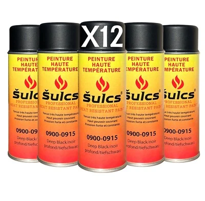 12x Peinture Haute Température Pro. Noir Mat Aérosol 900°C Barbecue, Braséro - Photo 1/4