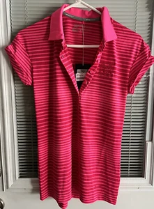 Nike Shirt Polo Dri Fit golf PGA CHAMPIONSHIP Hot Pink Stripe Women Sz XS New - Picture 1 of 10