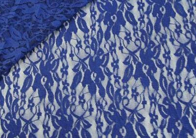 SPITZE Stoff Spitzenstoff elastisch Rosengarten ROYAL BLAU EUR 9,98/m - Bild 1 von 2