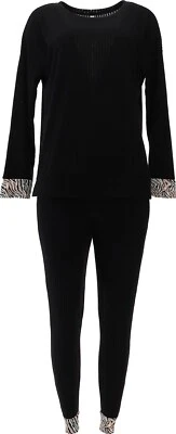 Retreat Rhonda Shear 2-Pc Jogger Lounge Set Black Zebra Multi 1X (10) - Image 1 of 4