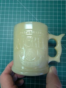 VTG Whataburger Nickle Coffee Cup Mug Indian Head Butterscotch Glass 1983 Promo - Picture 1 of 4