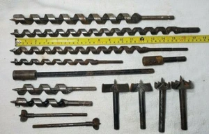 LOT OF 12 ELECTRICIANS AUGER WOOD DRILL BITS LONG & SHORT, 5/8" - 2&1/2" DIA - Picture 1 of 6
