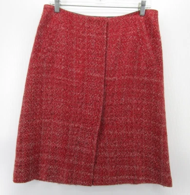 Falda Escada Mujer 12 Roja Envoltura Línea A Cremallera Completa Mezcla Lana Virgen Tejida Carrera 42 Foto 1 de 4