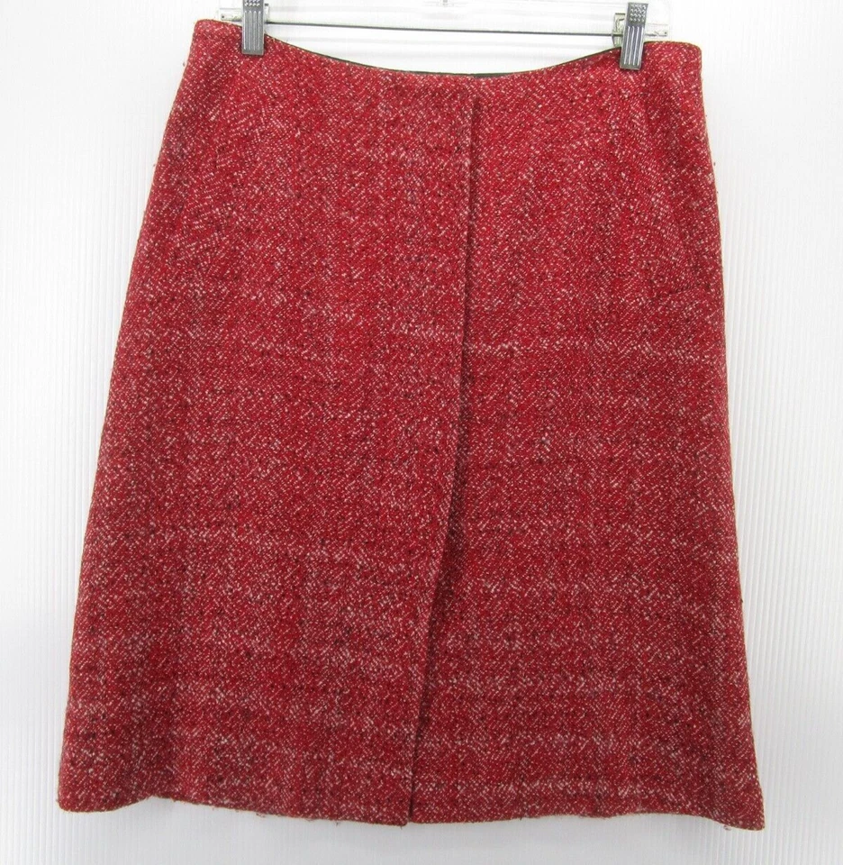 Falda Escada Mujer 12 Roja Envoltura Línea A Cremallera Completa Mezcla Lana Virgen Tejida Carrera 42 Foto 1 de 4