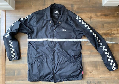 Stussy Mens Medium Nylon Lightweight Jacket Black w / Fleece lining - Image 1 of 4