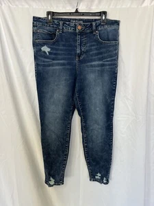 Jeans skinny Maurice’s Everflex vita alta effetto invecchiato lavaggio medio blu taglia 14S - Foto 1 di 6
