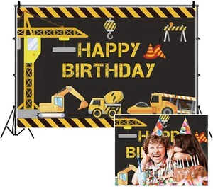 Construction Theme Birthday Party Backdrop,Yeele 10x8ft Excavator Crane Dump ... - Picture 1 of 6