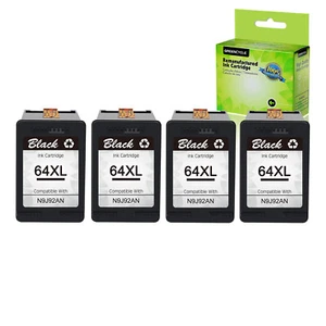 64XL 64 XL Ink Cartridge 4PK Black FOR HP Envy Photo 6220 6222 6230 6232 6234 - Afbeelding 1 van 10
