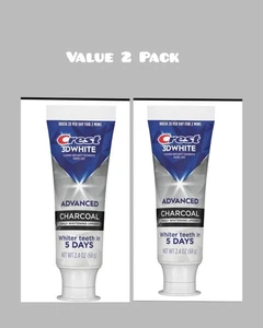 2x Crest 3d Blanco Avanzado Carbón Pasta de Dientes Dientes Blancos en 5 Días Exp 2027 - Imagen 1 de 16