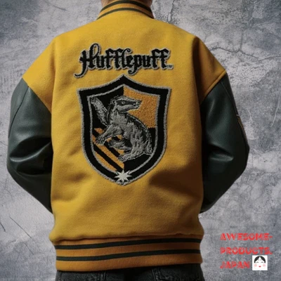 Harry Potter Hufflepuff Varsity Jacket Size L Logo Outerwear Warne Marushin - Image 1 of 4