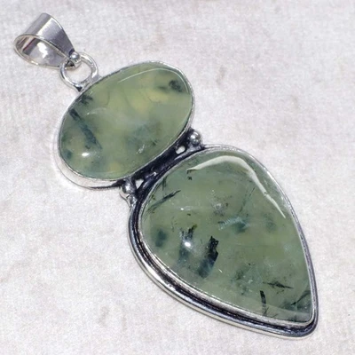 Colgante largo musgo prehnita enchapado en plata 925 hecho a mano 2,5" regalos modernos GW Foto 1 de 3
