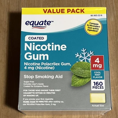 Equate Nicotine Gum Coated Cool Mint Flavor 4mg 160 Count Exp 2/27 Quit Smoking - Image 1 of 3