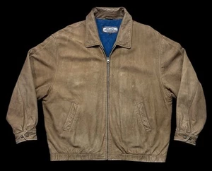 Men’s BROOKS BROTHERS Brown Suede Harrington Full Zip Lined Bomber Jacket XL - Picture 1 of 4