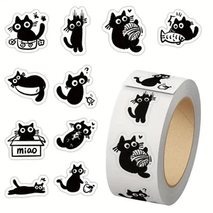 🖤 Süße Schwarze Katze Aufkleber - Lustige Cartoon Kätzchen Aufkleber für Zeitschriften 🐾 - Bild 1 von 3