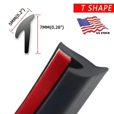 5M T-Shape Car Door Seal Strip Moulding Trim Hood Trunk Edge Weatherstrip Black - Image 1 of 4
