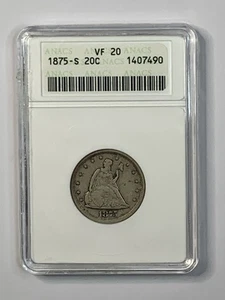 1875-S 20c Twenty Cent Piece ANACS VF20 **BKXQH7490 ** VINTAGE SOAPBOX - Picture 1 of 4