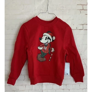 Disney Boys Holiday Mickey Mouse Red Crewneck Sweatshirt Size S - Picture 1 of 3