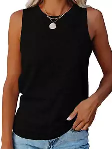 Tank Tops for Casual Sleeveless Crew Neck Solid T-Shirts Summer Tops - Picture 1 of 12