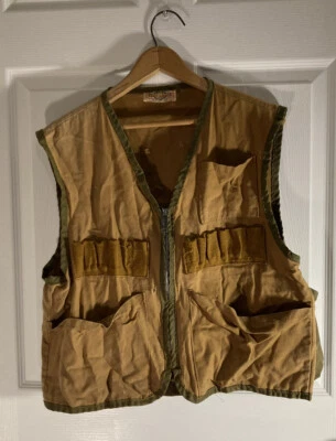 Vtg Saf-T-Bak Hunting Small Game Vest Canvas Game Pouch Men's M Vintage USA - Image 1 of 4