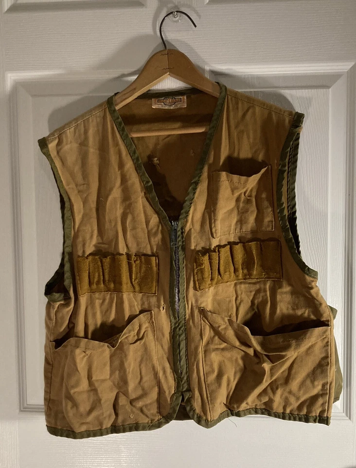 Vtg Saf-T-Bak Hunting Small Game Vest Canvas Game Pouch Men's M Vintage USA - Image 1 of 4