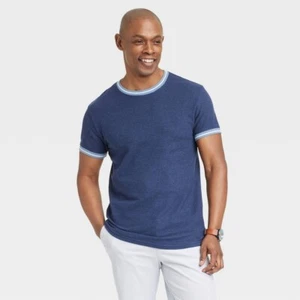 Men's Standard Fit Short Sleeve Crewneck T-Shirt Goodfellow & Co™ Dark Blue XXL - Picture 1 of 1