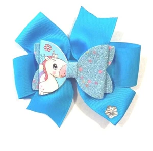 Beautiful Turquoise bow with Unicorn Inspired Hairbow for girls - Picture 1 of 2