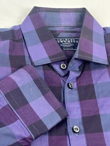 Charles Tyrwhitt Dress Shirt Mens Size Medium Purple Tartan Plaid Button Up - Picture 1 of 21