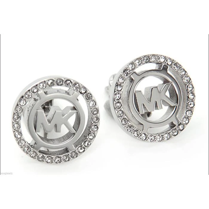 Nuovo Michael Kors Color Argento Pave Cristallo, Mk Logo, Clip EARRINGS-MKJ4084 - Immagine 1 di 1