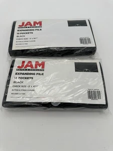 Jam Paper Expanding File 13 Pocket Black 5" x 10 1/2"  Lot of 2 New Sealed - Picture 1 of 5