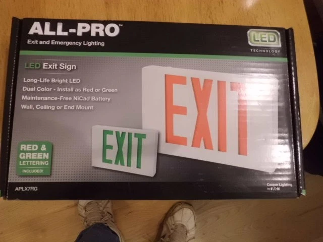 ALL PRO LED Lighted Red/Green Exit Sign - Image 1 of 1