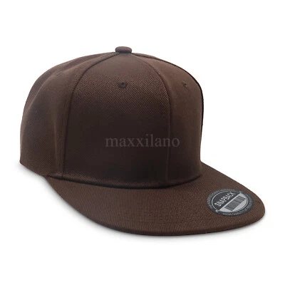 Snapback Hat Flat Baseball Cap Trucker Solid Plain Blank Men Hip Hop Army CS - Image 1 of 4