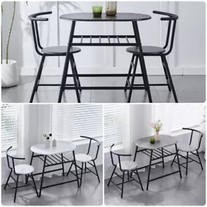 Modern 3Pcs Table + 2 Chairs Set Bistro Set Dining Table Breakfast Space Saving - Picture 1 of 31