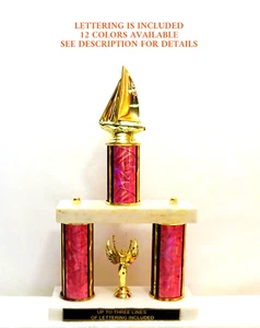 SAIL BOAT TROPHY 12 COLORS  2 POST - Picture 1 of 3