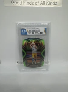 2020 Panini Select Club Level Neon Green Prizm Die-Cut 244 Justin Herbert HGA9.5 - Picture 1 of 9