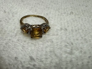 Vergoldeter Sterlingsilber 925 Ring mit 3 braunen Edelsteinen Größe 9 - Bild 1 von 8