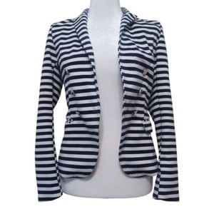 H&M Stripped Nautical Blazer White/Navy Size 6 - Picture 1 of 3