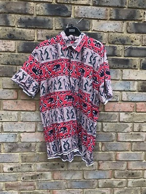 Chemise manches courtes rouge blanc beige noir africain/aztèque festival taille M/L - Photo 1/2