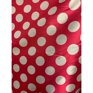White on Fuchsia Polka Dots - Faux Silk Charmeuse Satin Fabric - Picture 1 of 1