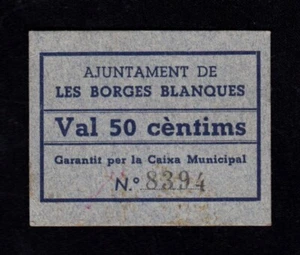 F.C. LES BORGES BLANQUES (LÉRIDA) , 50 CENTIMOS , S/C . - Imagen 1 de 2