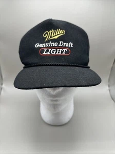 VINTAGE Miller Original Draft Light Mütze Druckknopflasche schwarz Trucker Seil Lite - Bild 1 von 7