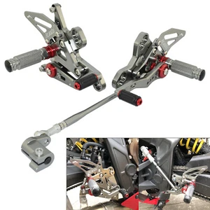 Gray Adjustable Rearset Foot Pegs For HONDA CB650R CBR650R CB650F CBR650F - Picture 1 of 5