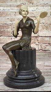 VINTAGE SCULPTURE STATUE WOMAN MODEL ART DECO FEMALE FIGURE BRONZE SALE - Picture 1 of 10