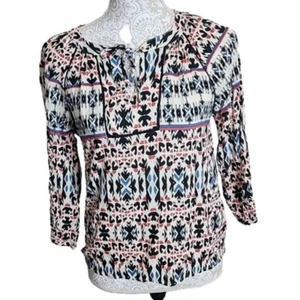 Anthropologie Velvet by Graham & Spenser multicolor Lightweight Aztec top Small - Picture 1 of 7