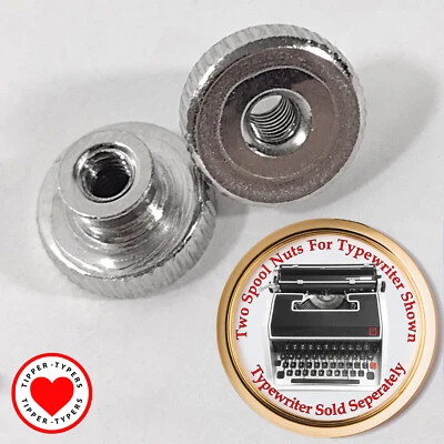 Dos tuercas para el pulgar para una máquina de escribir Olivetti Lettera 33. 1 juego de 2 tuercas de carrete. Foto 1 de 4