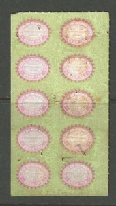 Pane (10) US State of Minnesota Beer Tax Revenue Stamps BT2 Pink RARE CAT $225 - Picture 1 of 1