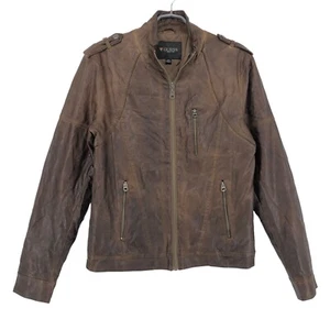 GUESS Men Faux Leather Biker Jacket Coat Size S - Picture 1 of 10