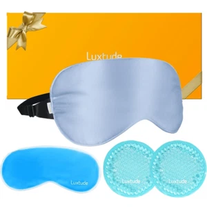 Luxtude 100% Silk Sleep Mask w/Gel Eye Mask Cooling Ice Pack Heated Eye Mask - Picture 1 of 12